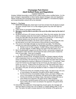 Adult Softball League Rules
