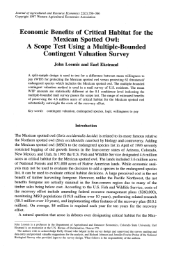 Economic Benefits of Critical Habitat for the