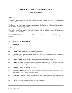 production allocation unit agreement
