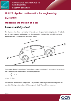Modelling the motion of a car