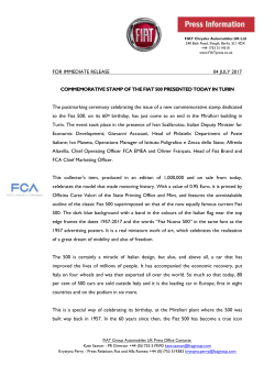 For immediate release - Fiat Group Automobiles Press