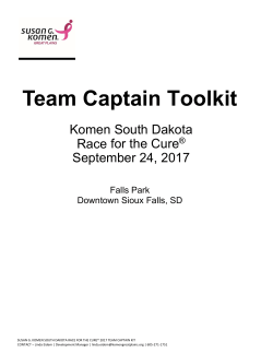 Team Captain Toolkit - Susan G. Komen Great Plains