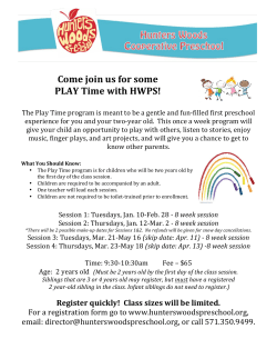 Come join us for some PLAY Time with HWPS!