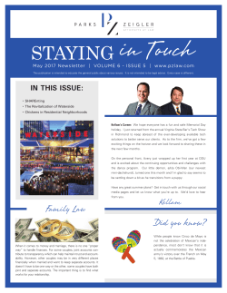 2017 May Staying In Touch Newsletter from Parks Zeigler, PLLC