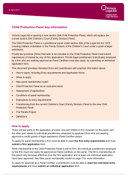 Child Protection Panel key information