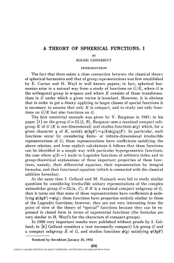 A THEORY OF SPHERICAL FUNCTIONS. I