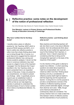 Reflective practice: some notes on the development of the notion of