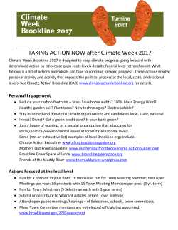 Actions Focused at the national level - Brookline