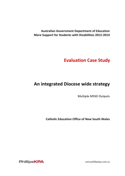 An integrated Diocese wide strategy