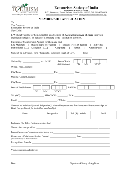 membership application - Ecotourism Society of India