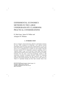 experimental economics methods in the large undergraduate