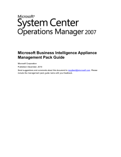 Microsoft Business Intelligence Appliance Management Pack Guide