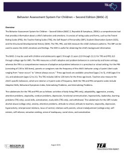 Behavior Assessment System For Children – Second Edition (BASC-2)