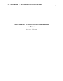 The Calculus Reform - University of Georgia