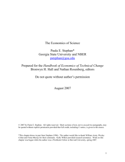 The Economics of Science Paula E. Stephan