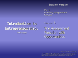 Assessment of Entrepreneurial Opportunities