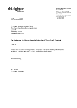 Leighton Holdings Open Briefing by CFO on Profit