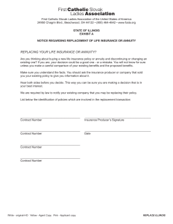 Illinois Replacement Form - First Catholic Slovak Ladies Association