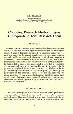 Choosing ResearchMethodologies Appropriate