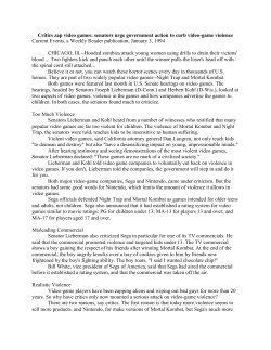 Critics zap video games: senators urge government action to curb