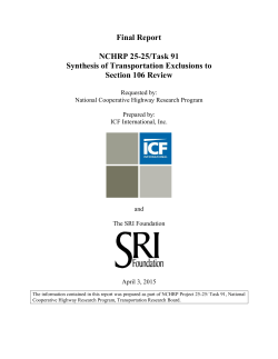 Final Report NCHRP 25-25/Task 91 Synthesis of Transportation