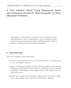 A New Method About Using Polynomial Roots and