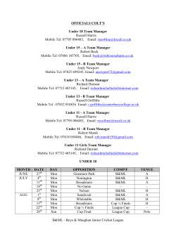 OFFICIALS COLT`S Under 18 Team Manager Russell