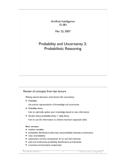 Probability and Uncertainty 2 - Carnegie Mellon School of Computer