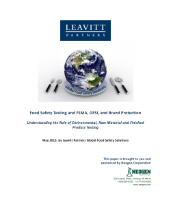 Food Safety Testing and FSMA, GFSI, and Brand Protection