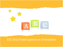 ECE 3313 Field Experience Orientation