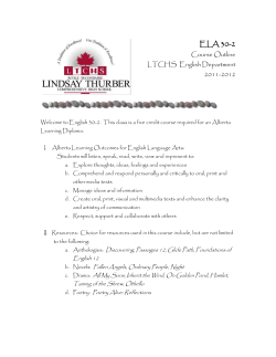 English 30-2 Course Outline - Lindsay Thurber Comprehensive