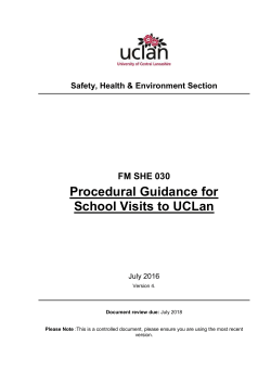 Procedural Guidance for School Visits to UCLan