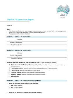 Supervision Report - Dental Board of Australia