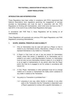 (`FAW`) AGENT REGULATIONS INTRODUCTION AND