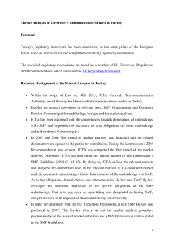 Market Analyses in Electronic Communications Markets in Turkey