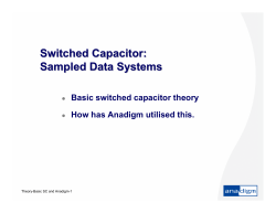 Switched Capacitor: Sampled Data Systems