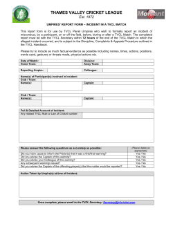 umpires report form &ndash; incident in thames valley league match