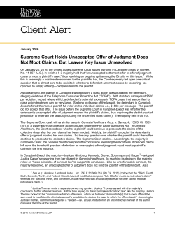 Supreme Court Holds Unaccepted Offer of Judgment Does Not Moot