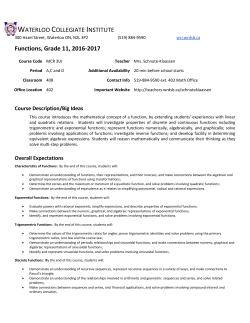Exponential Functions: By the end of this course, students will