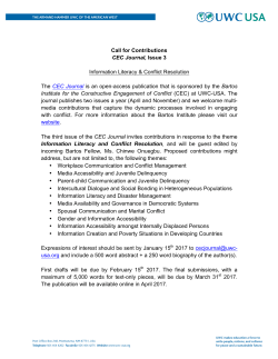 Call for Contributions CEC Journal, Issue 3 Information - Uwc-Usa