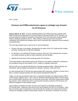 Ericsson and STMicroelectronics agree on strategic way