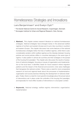 Homelessness Strategies and Innovations