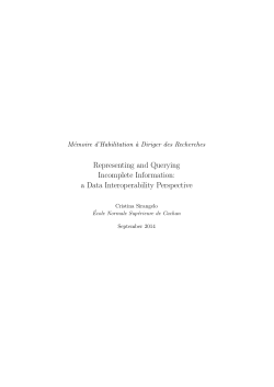 Representing and Querying Incomplete Information: a Data