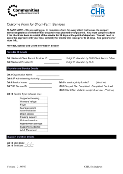 Outcome Form for Short-Term Services