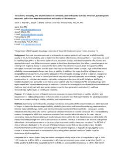 The Validity, Reliability, and Responsiveness of Commonly Used