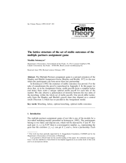 The lattice structure of the set of stable outcomes