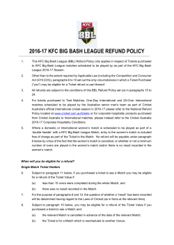 2016-17 KFC T20 BBL Refund Policy