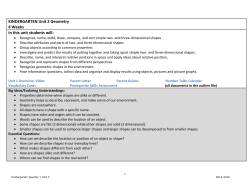 KINDERGARTEN Unit 2 Geometry 4 Weeks In this