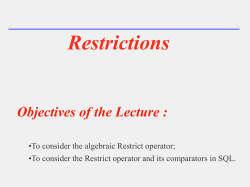 SQL : Restriction