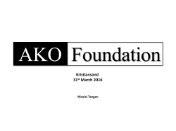 Nicolai Tangen Kristiansand 31 st March 2016 - CSR